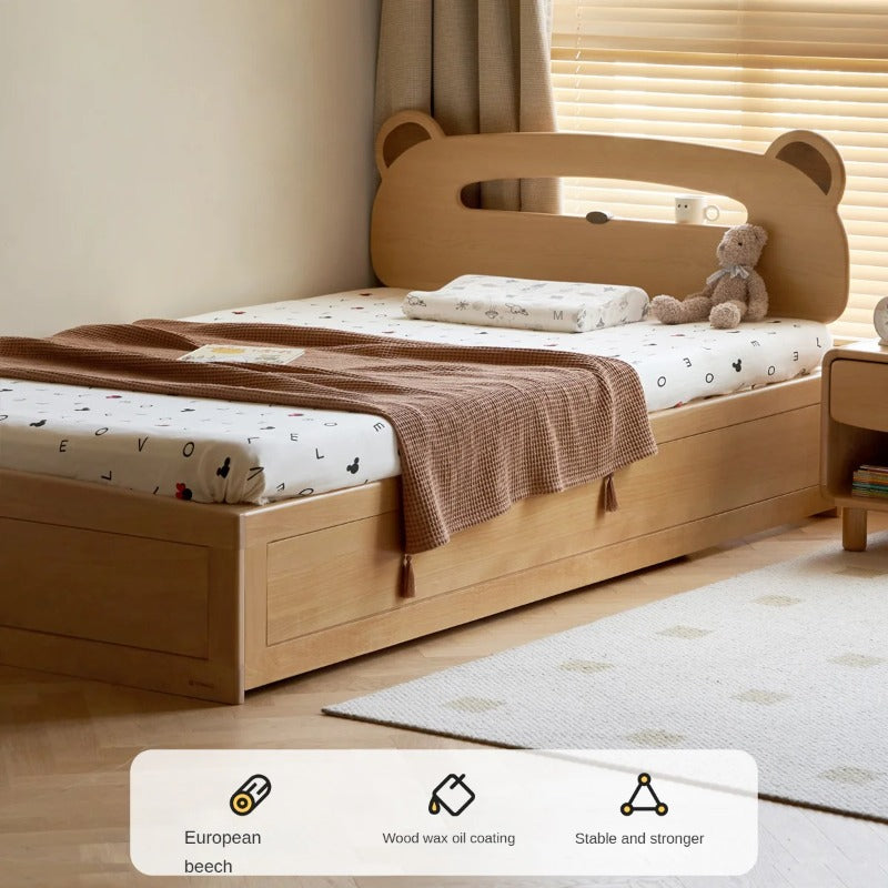 Oak, Beech solid wood Bear night light box bed<