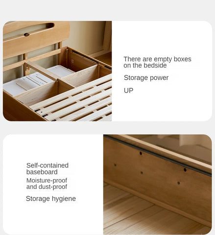 Oak, Beech solid wood Bear night light box bed<