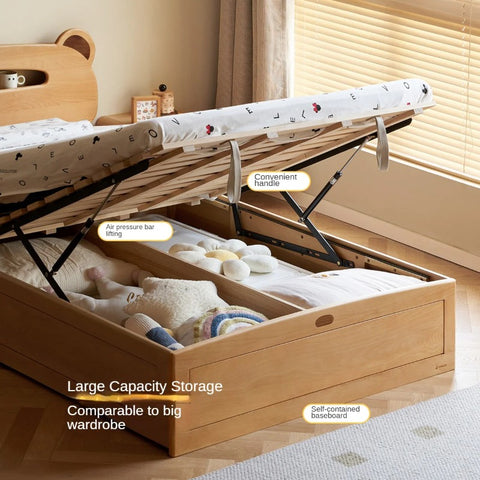 Oak, Beech solid wood Bear night light box bed<