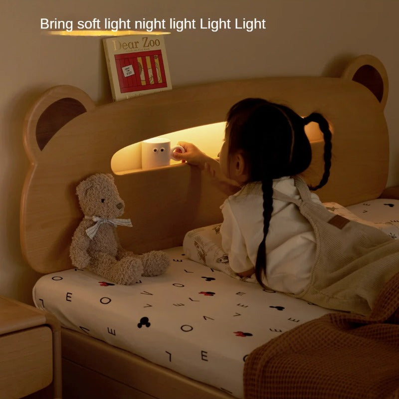 Oak, Beech solid wood Bear night light box bed<