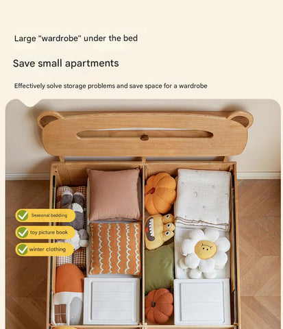 Oak, Beech solid wood Bear night light box bed<