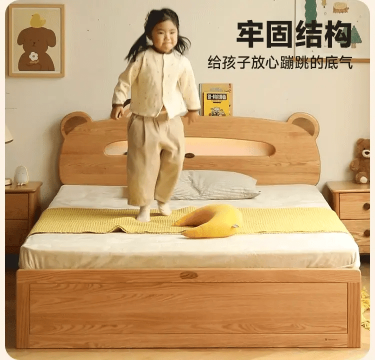 Oak, Beech solid wood Bear night light box bed<
