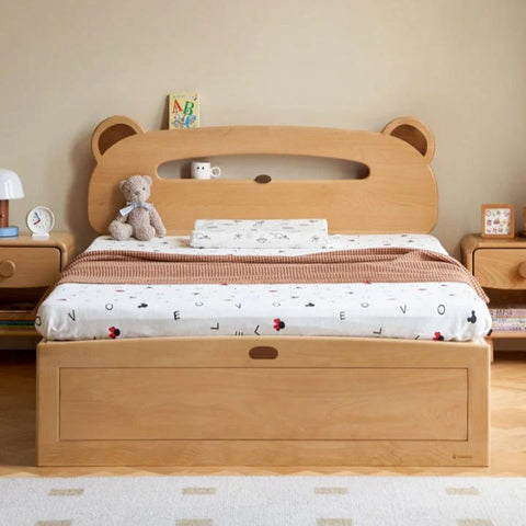 Oak, Beech solid wood Bear night light box bed<
