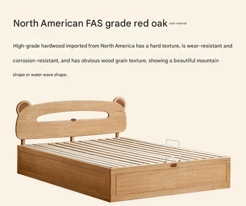 Oak, Beech solid wood Bear night light box bed<