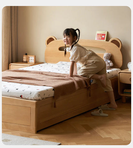 Oak, Beech solid wood Bear night light box bed<