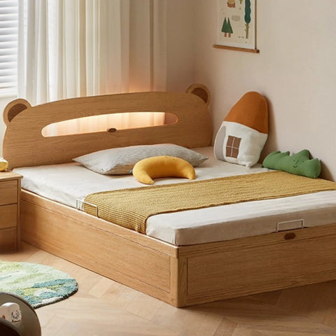 Oak, Beech solid wood Bear night light box bed<