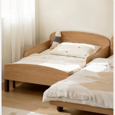 Oak, Beech solid wood Telescopic Toddler Bed from 57 in (145 cm) to 80.7 in (205 cm)<