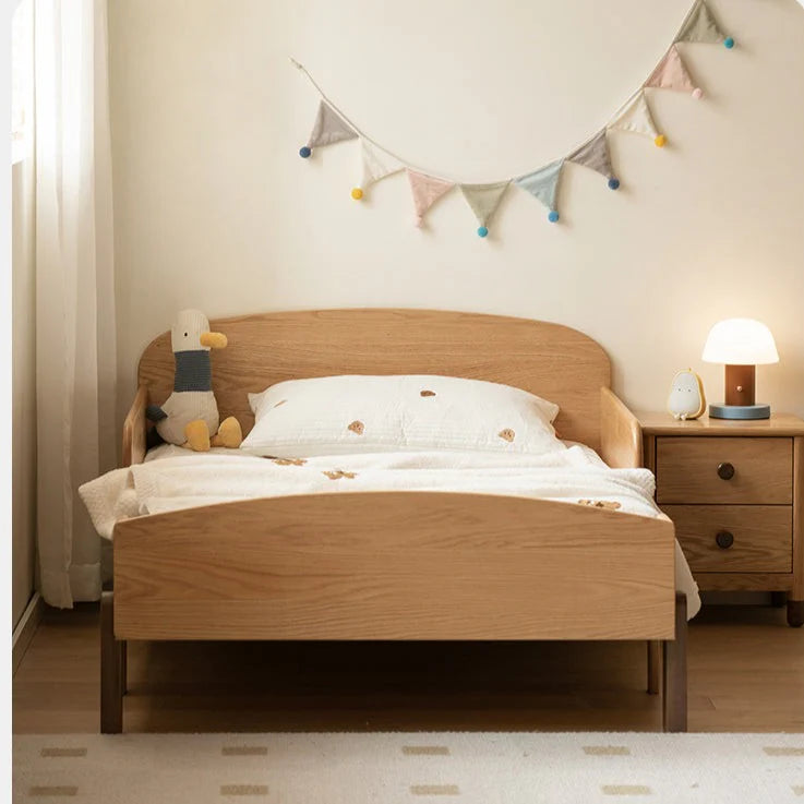 Oak, Beech solid wood Telescopic Toddler Bed from 57 in (145 cm) to 80.7 in (205 cm)<