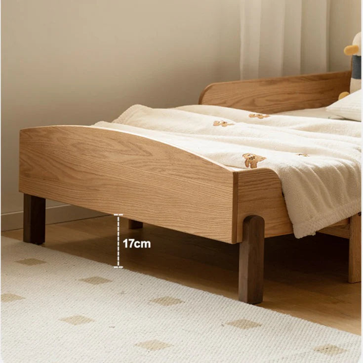 Oak, Beech solid wood Telescopic Toddler Bed from 57 in (145 cm) to 80.7 in (205 cm)<