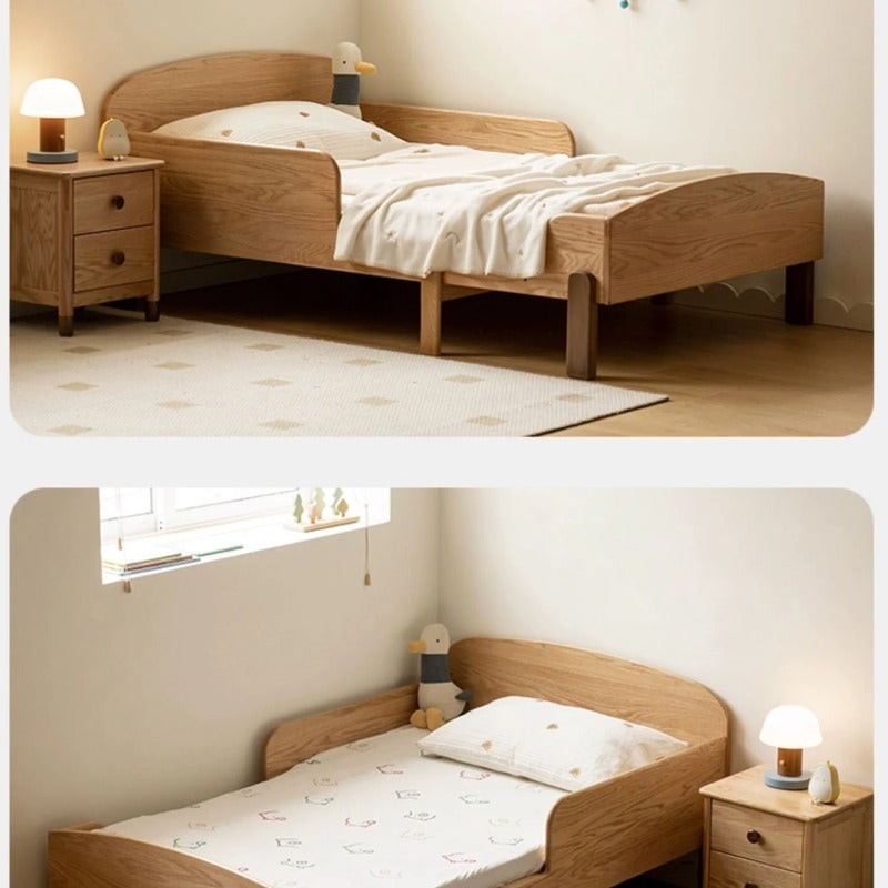Oak, Beech solid wood Telescopic Toddler Bed from 57 in (145 cm) to 80.7 in (205 cm)<