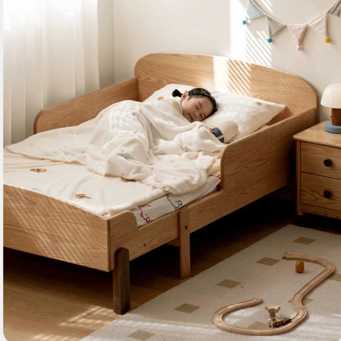 Oak, Beech solid wood Telescopic Toddler Bed from 57 in (145 cm) to 80.7 in (205 cm)<