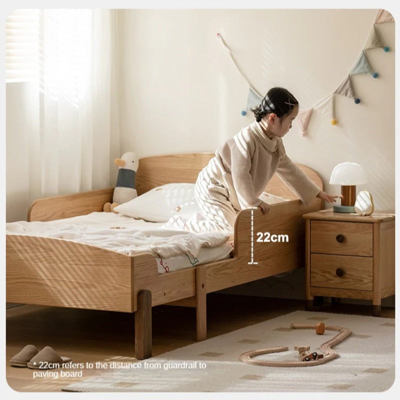 Oak, Beech solid wood Telescopic Toddler Bed from 57 in (145 cm) to 80.7 in (205 cm)<