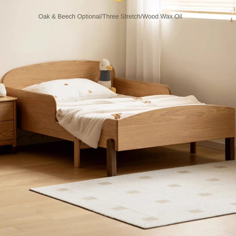 Oak, Beech solid wood Telescopic Toddler Bed from 57 in (145 cm) to 80.7 in (205 cm)<