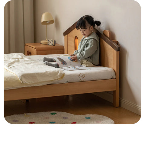 Beech, Poplar, Little House Kids Bed with 15min Delay Turning Off the Lights<