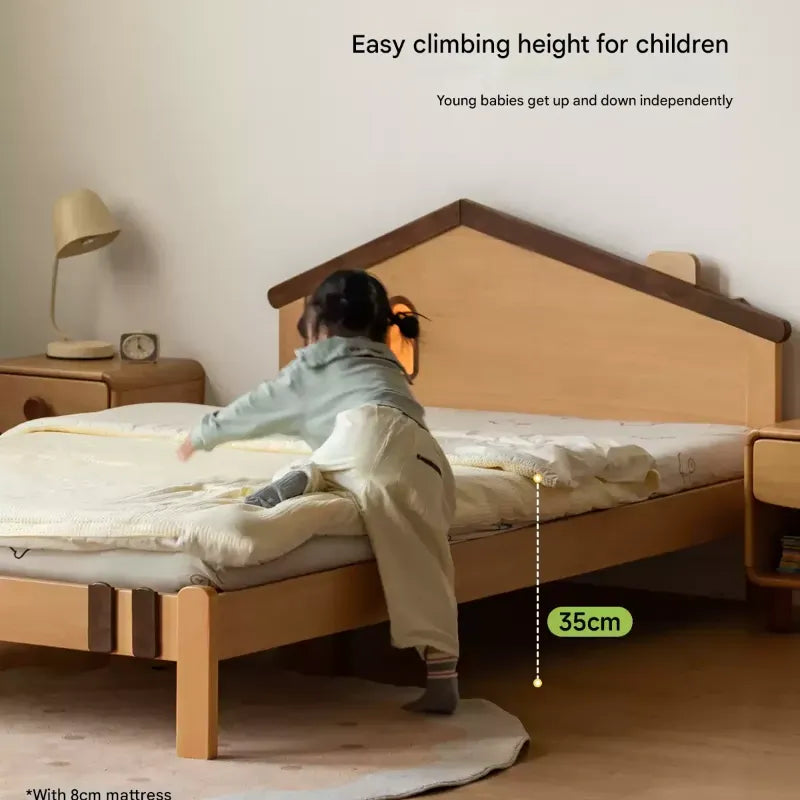 Beech, Poplar, Little House Kids Bed with 15min Delay Turning Off the Lights<