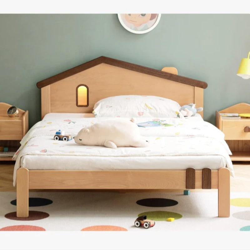 Beech, Poplar, Little House Kids Bed with 15min Delay Turning Off the Lights<