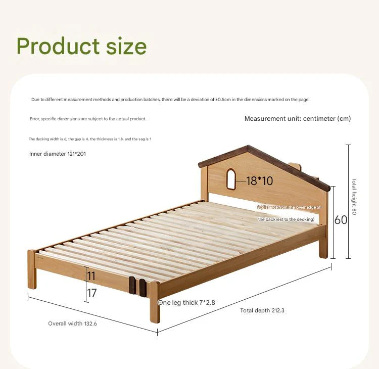 Beech, Poplar, Little House Kids Bed with 15min Delay Turning Off the Lights<