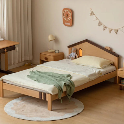 Beech, Poplar, Little House Kids Bed with 15min Delay Turning Off the Lights<