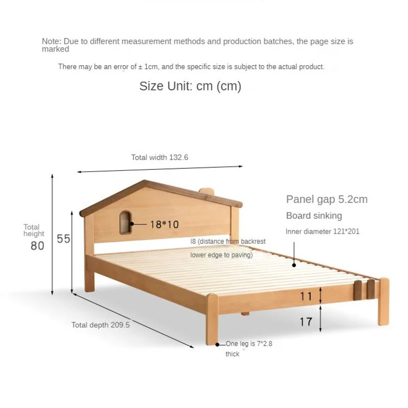 Beech, Poplar, Little House Kids Bed with 15min Delay Turning Off the Lights<