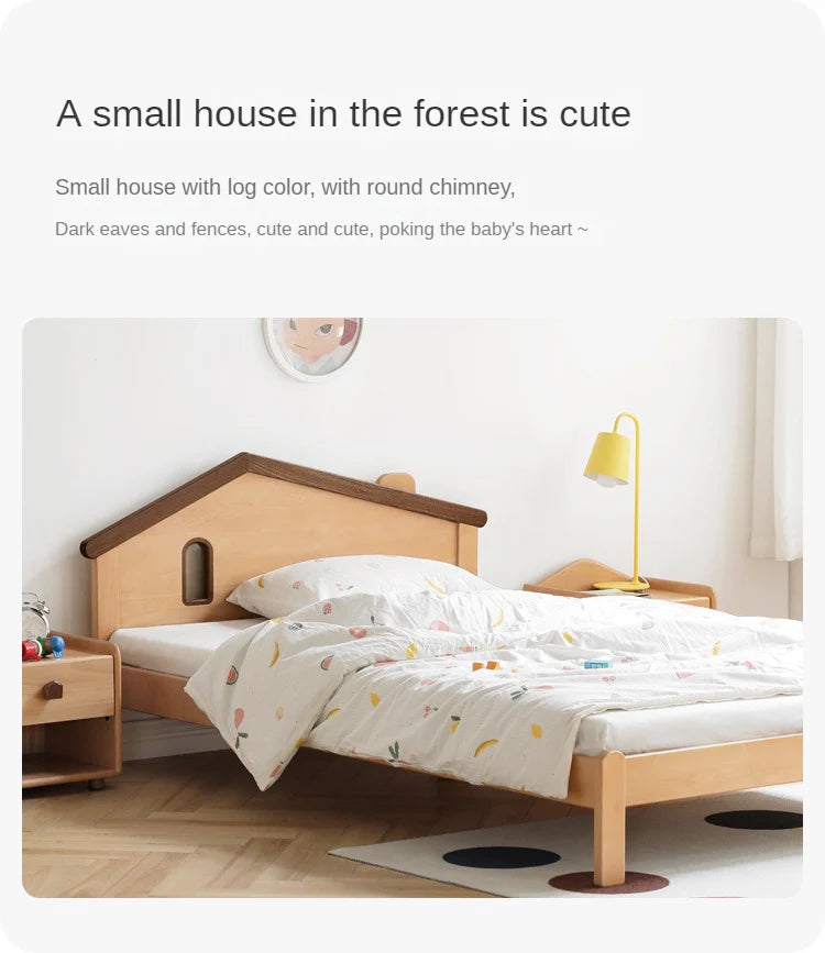 Beech, Poplar, Little House Kids Bed with 15min Delay Turning Off the Lights<