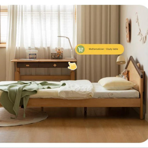 Beech, Poplar, Little House Kids Bed with 15min Delay Turning Off the Lights<