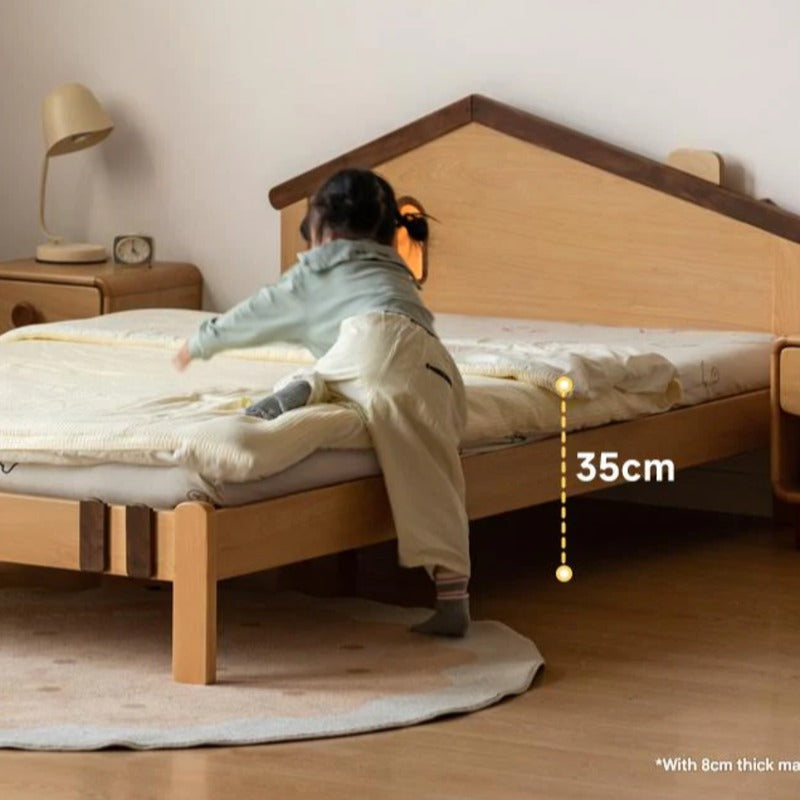 Beech, Poplar, Little House Kids Bed with 15min Delay Turning Off the Lights<