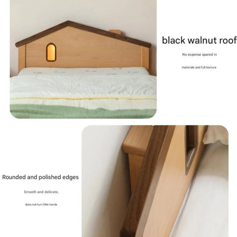 Beech, Poplar, Little House Kids Bed with 15min Delay Turning Off the Lights<