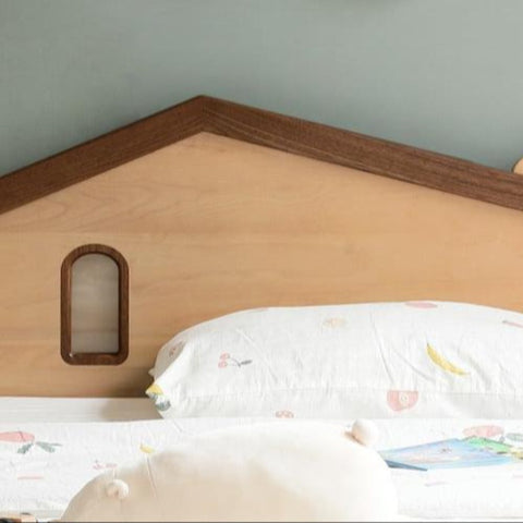 Beech, Poplar, Little House Kids Bed with 15min Delay Turning Off the Lights<