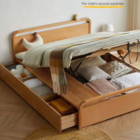 Beech solid wood Multi-functional with storage box bed<