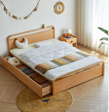 Beech solid wood Multi-functional with storage box bed<