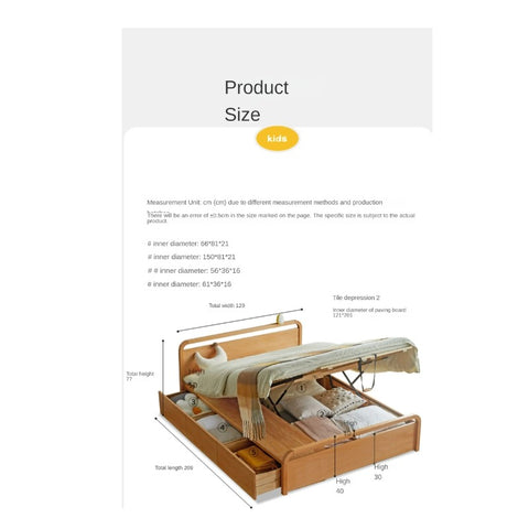 Beech solid wood Multi-functional with storage box bed<