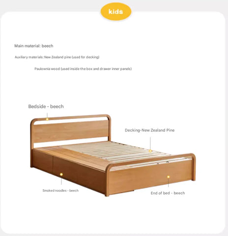 Beech solid wood Multi-functional with storage box bed<