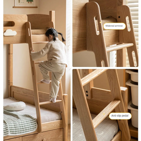Oak solid wood Multi-functional Bunk Bed.