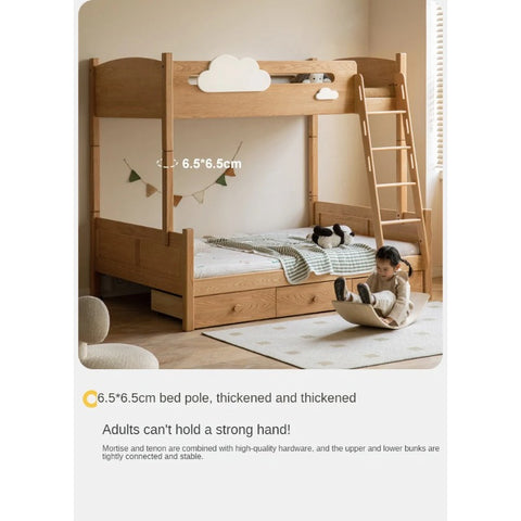 Oak solid wood Multi-functional Bunk Bed.