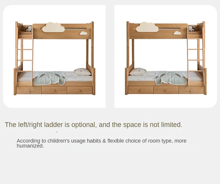 Oak solid wood Multi-functional Bunk Bed.