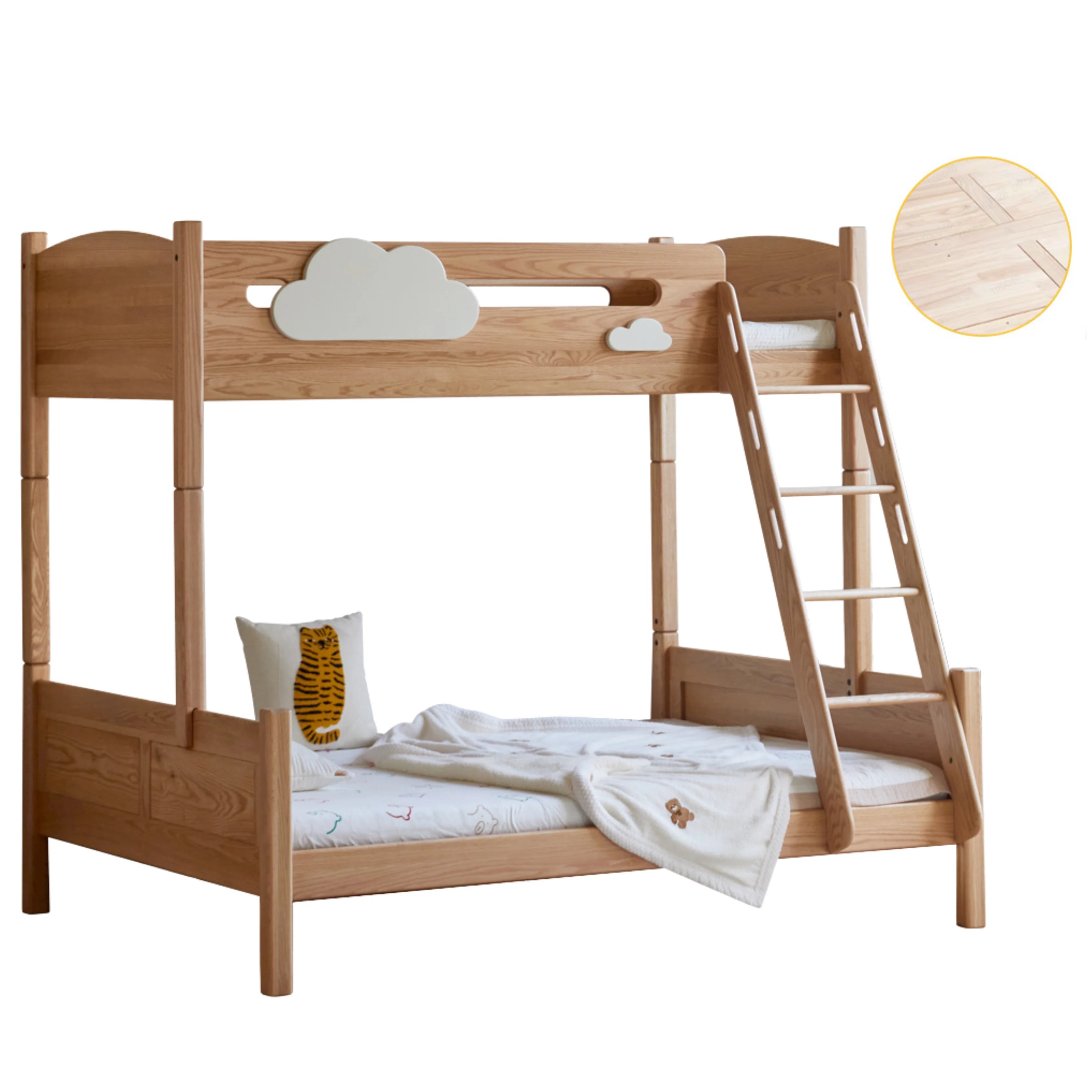 Oak solid wood Multi-functional Bunk Bed.
