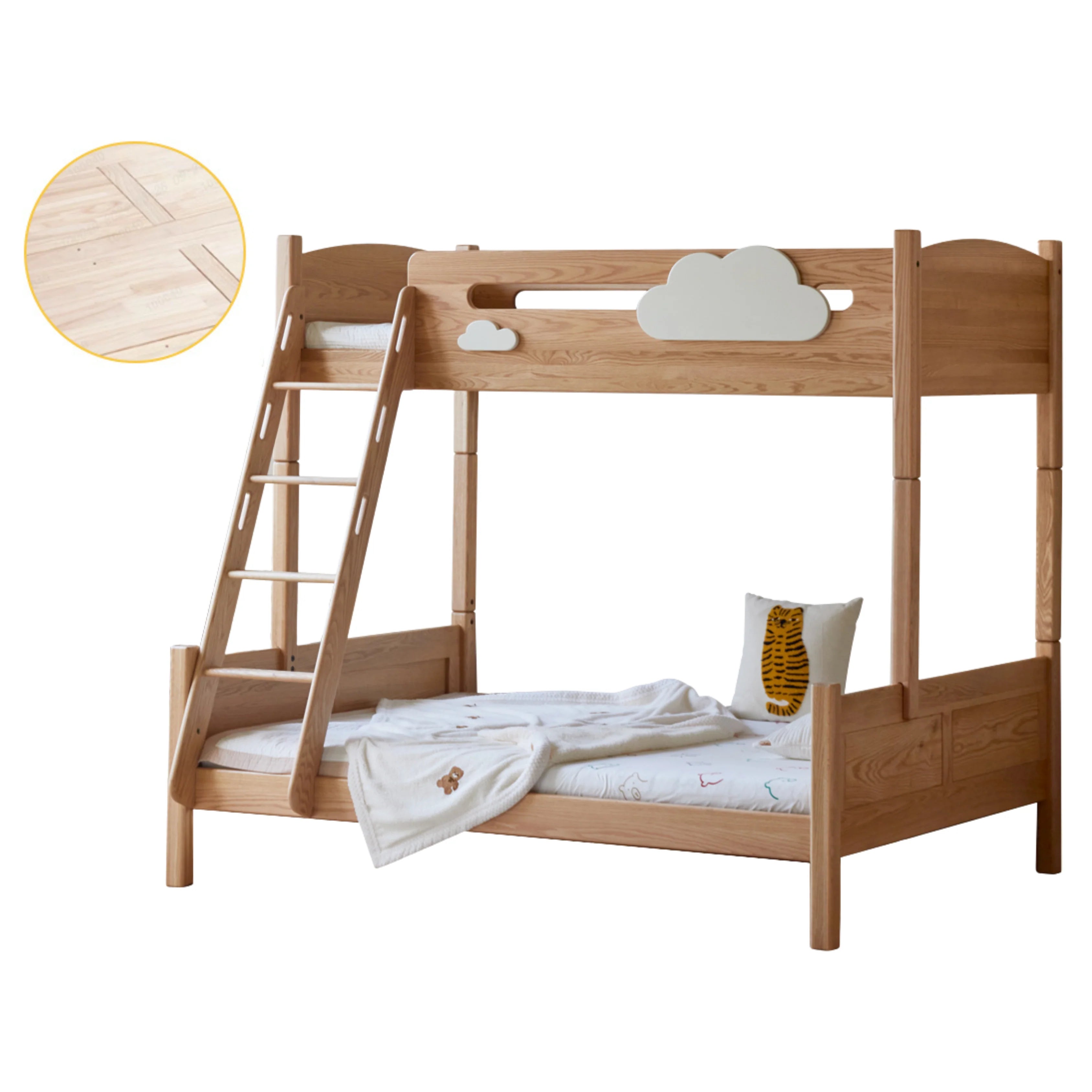 Oak solid wood Multi-functional Bunk Bed.