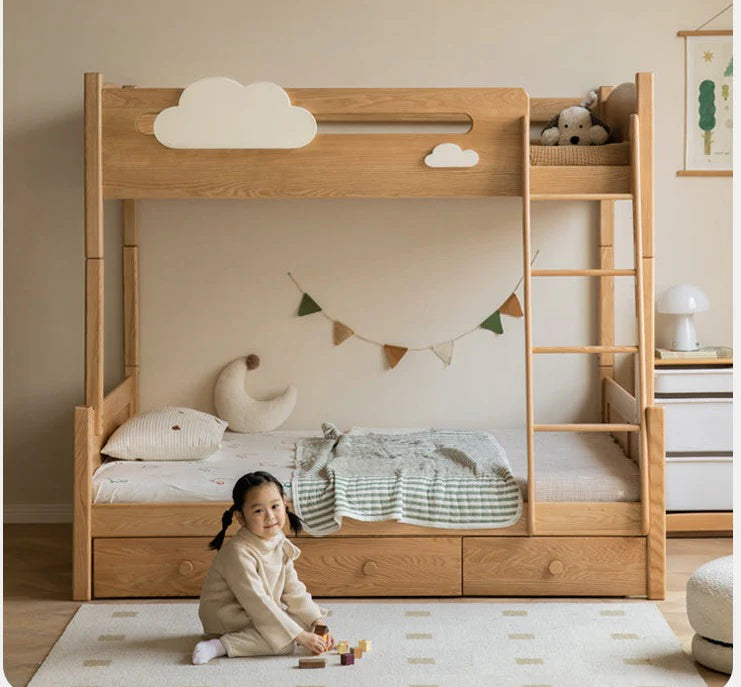 Oak solid wood Multi-functional Bunk Bed.