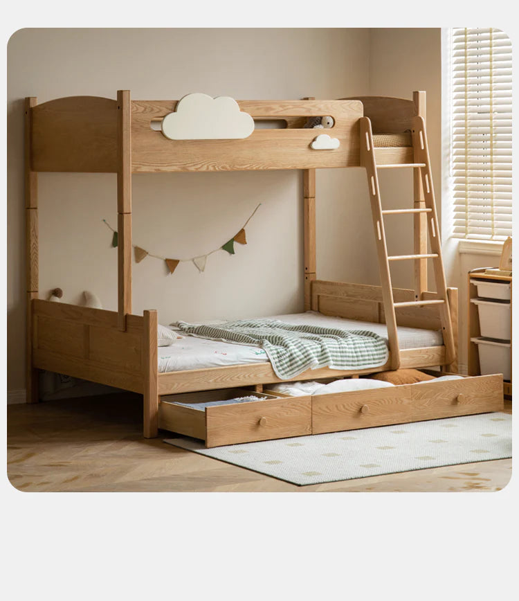 Oak solid wood Multi-functional Bunk Bed.