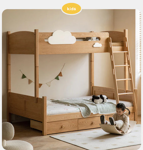 Oak solid wood Multi-functional Bunk Bed.