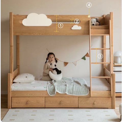 Oak solid wood Multi-functional Bunk Bed.