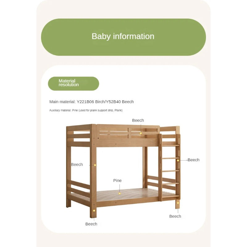 Beech, Birch Solid Wood Bunk Bed.