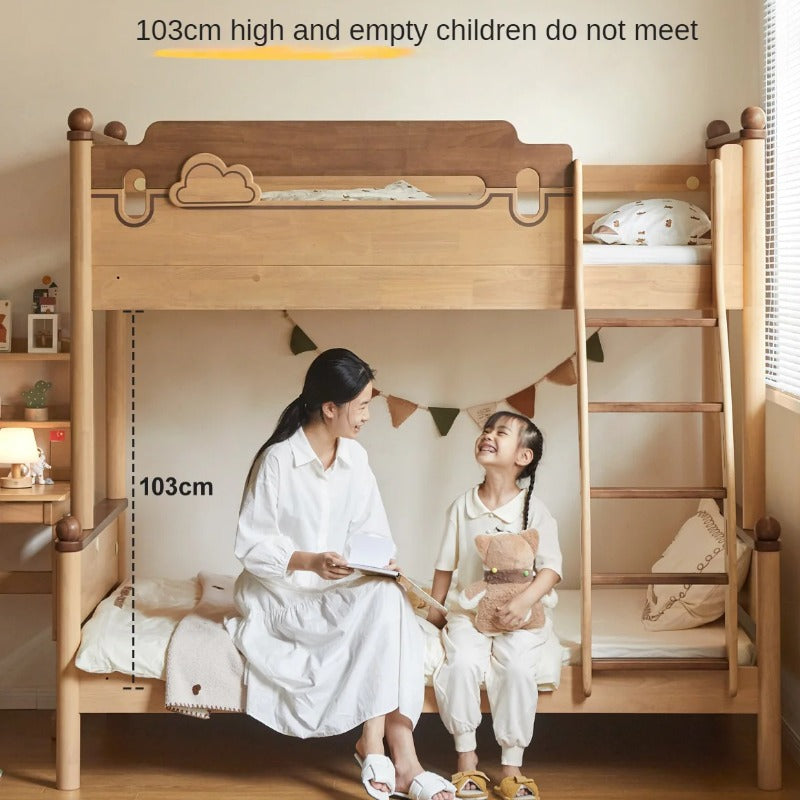 Rubber wood bunk bed.