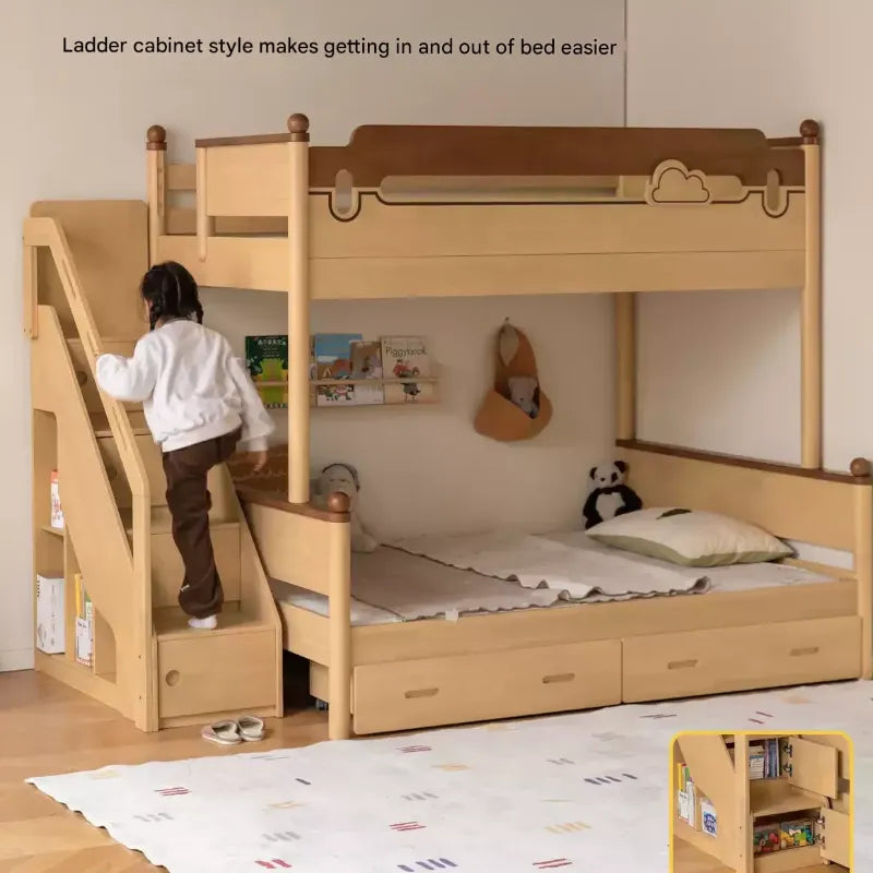 Rubber wood bunk bed.