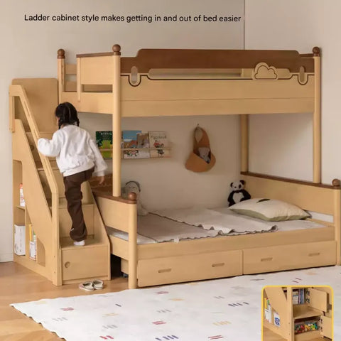 Rubber wood bunk bed.