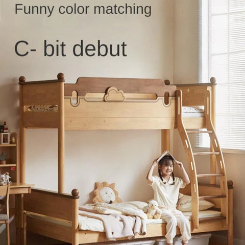 Rubber wood bunk bed.