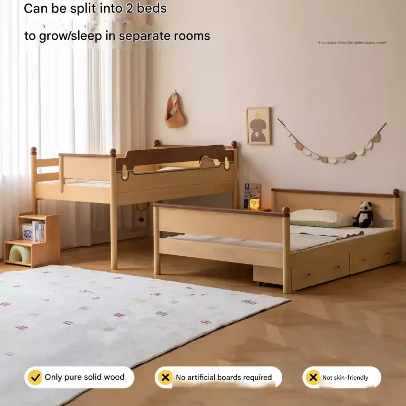 Rubber wood bunk bed.