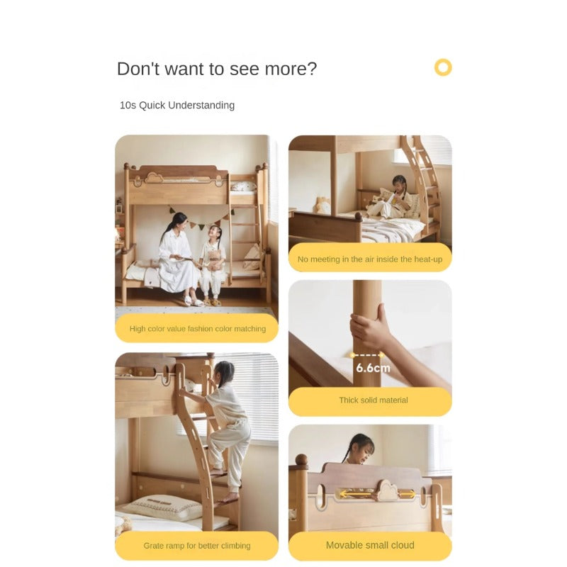 Rubber wood bunk bed.