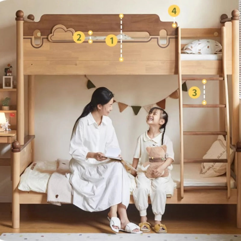 Rubber wood bunk bed.