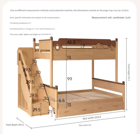 Rubber wood bunk bed.